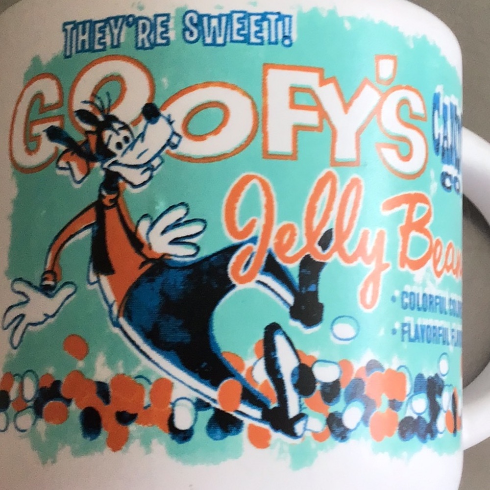 Authentic Disney Parks Mug. Goofy’s Candy Co. White/Blue/Orange.